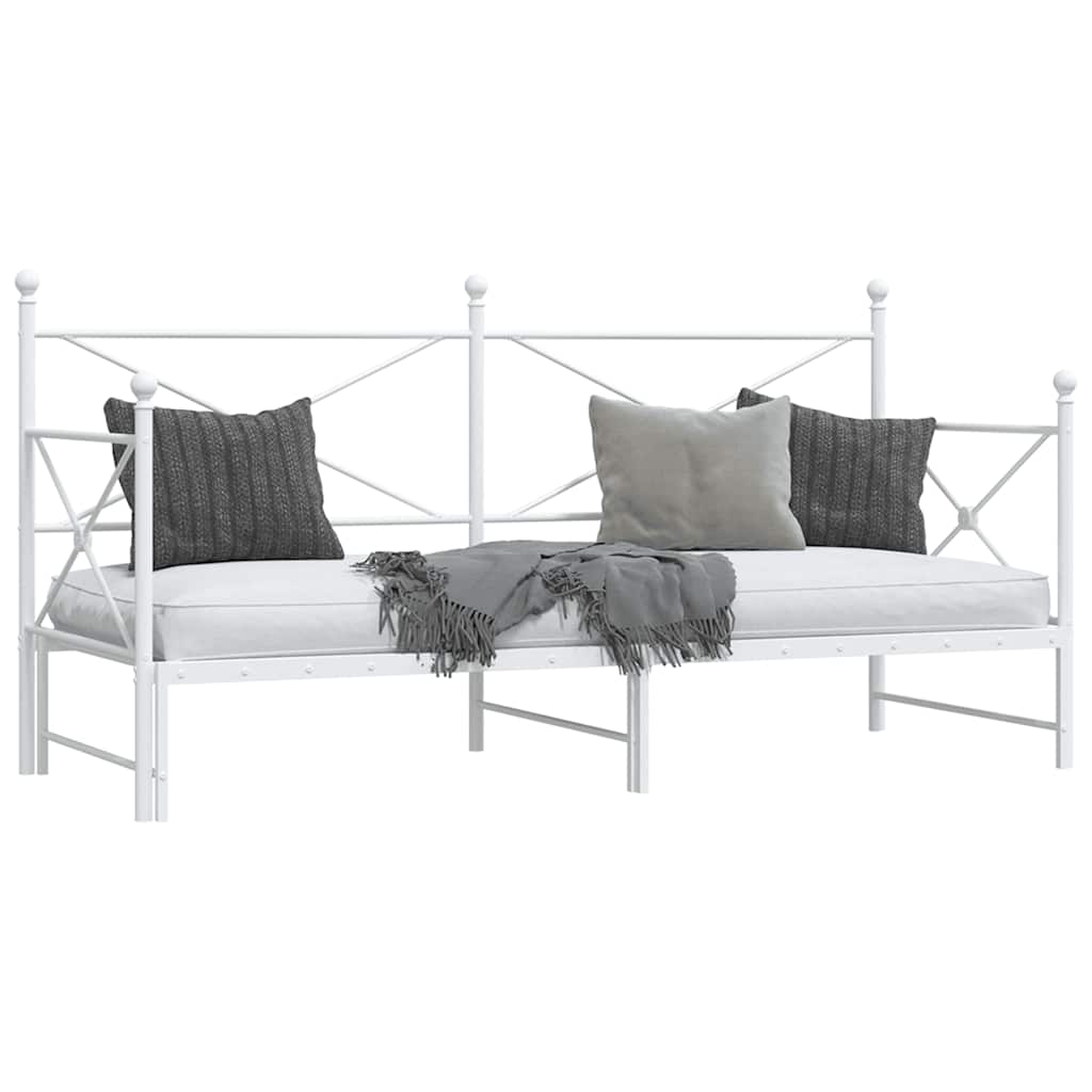 Daybed with Trundle without Mattress White 80x200 cm Steel