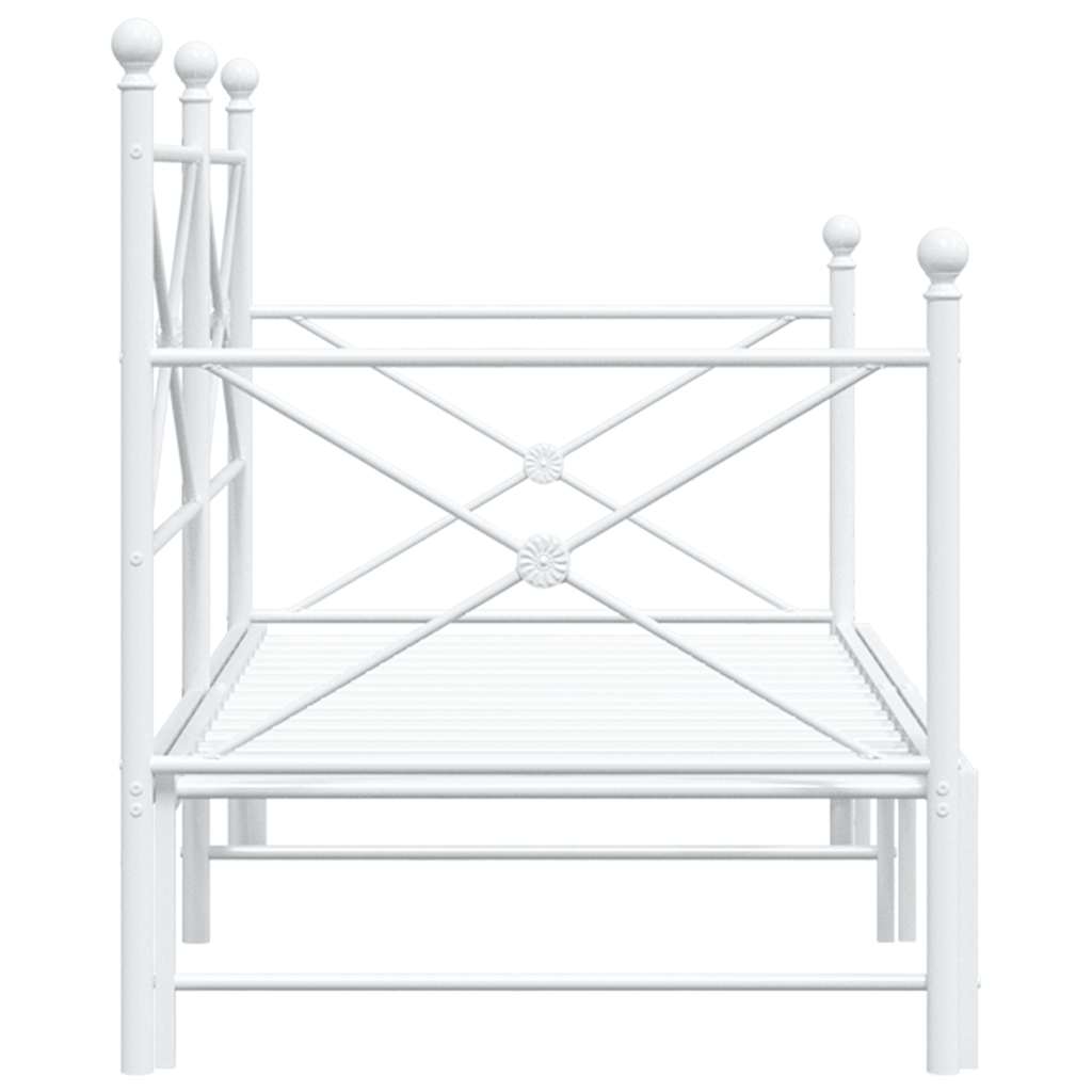 Daybed with Trundle without Mattress White 80x200 cm Steel