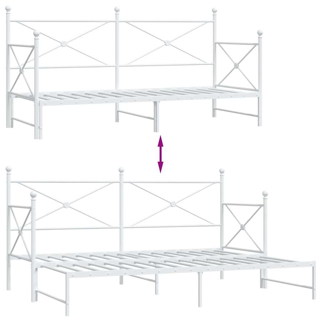 Daybed with Trundle without Mattress White 80x200 cm Steel