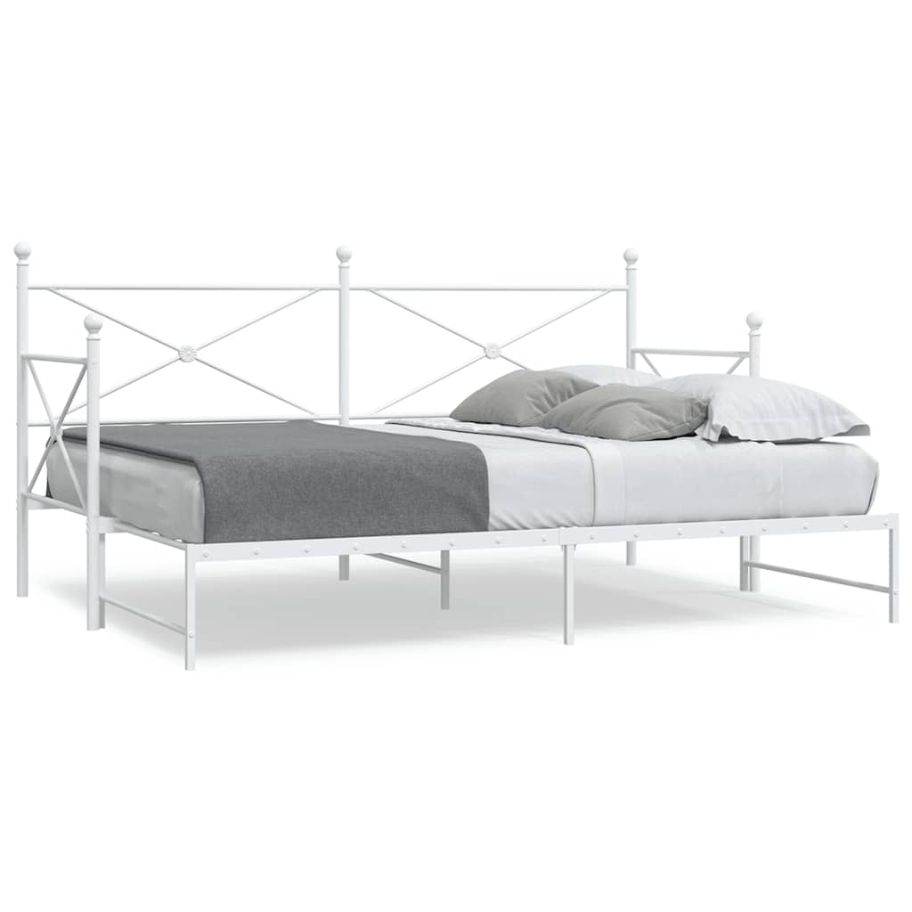 Daybed with Trundle without Mattress White 80x200 cm Steel