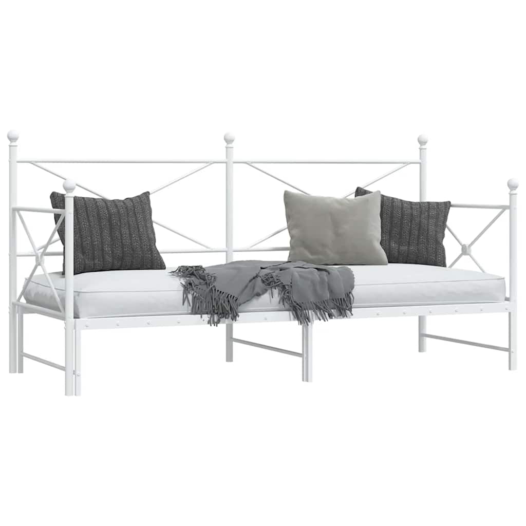 Daybed with Trundle without Mattress White 90x190 cm Steel
