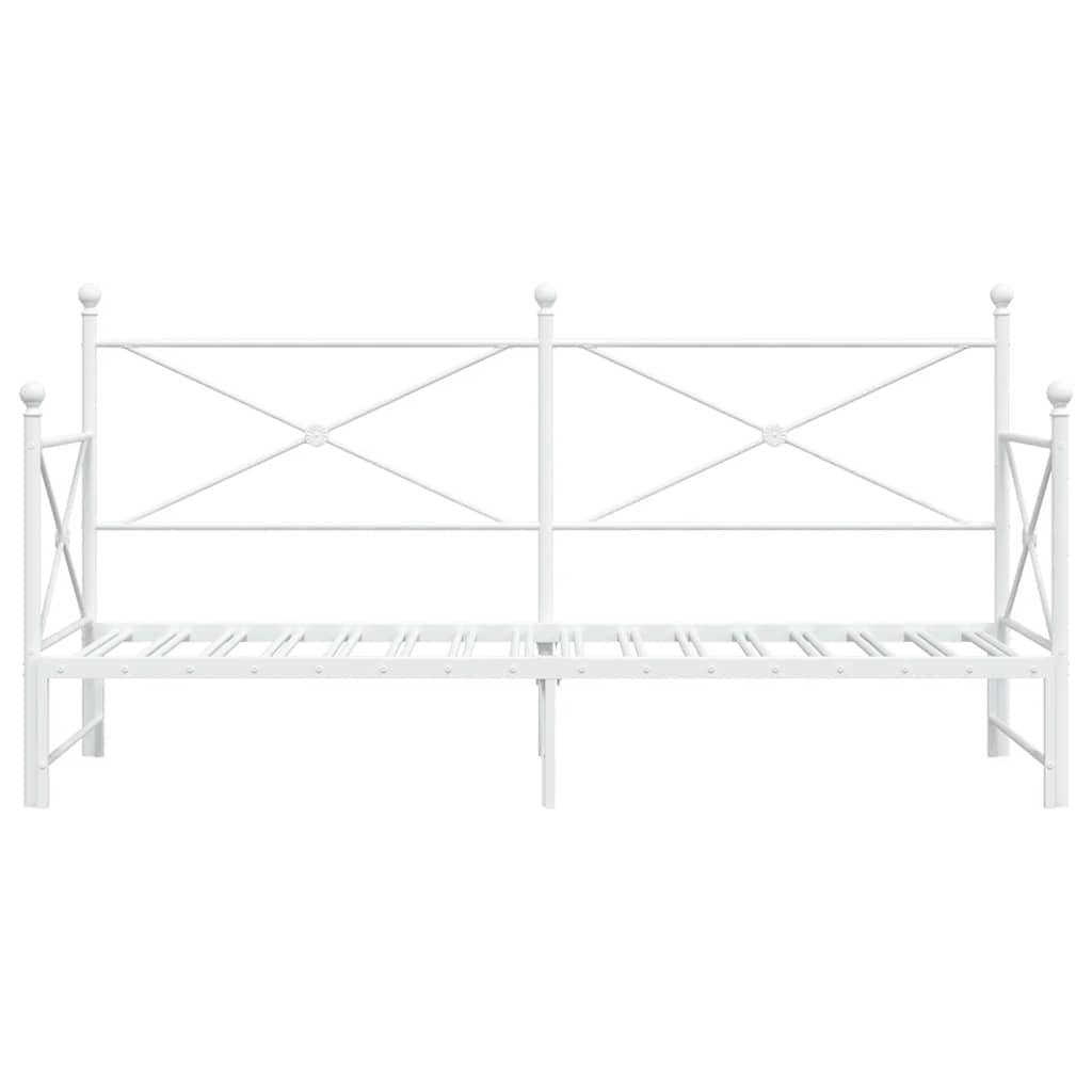 Daybed with Trundle without Mattress White 90x190 cm Steel