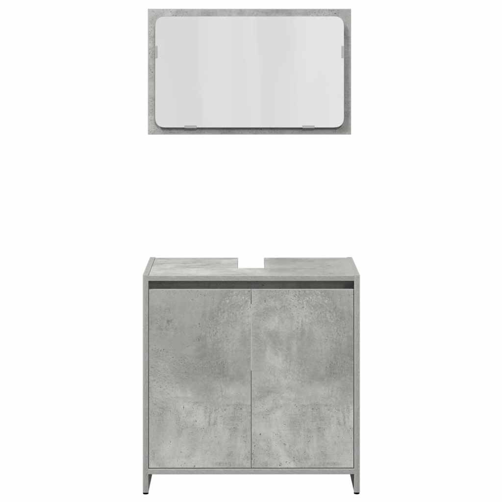 4 Piece Bathroom Furniture Set Concrete Grey Engineered Wood