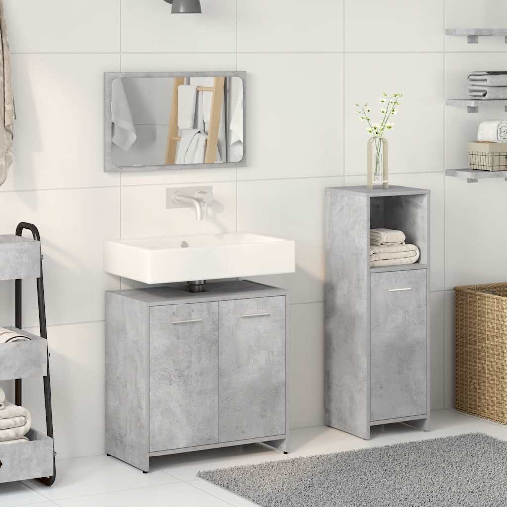 vidaXL 3 Piece Bathroom Furniture Set Concrete Grey Engineered Wood