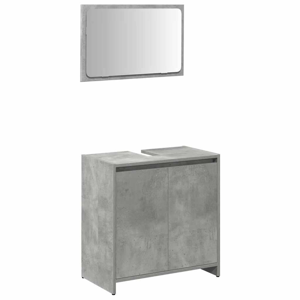 3 Piece Bathroom Furniture Set Concrete Grey Engineered Wood