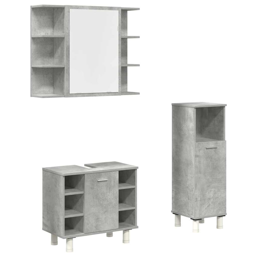 vidaXL 3 Piece Bathroom Furniture Set Concrete Grey Engineered Wood