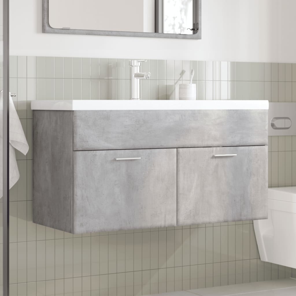 vidaXL Bathroom Sink Cabinet with Built-in Basin Concrete Grey