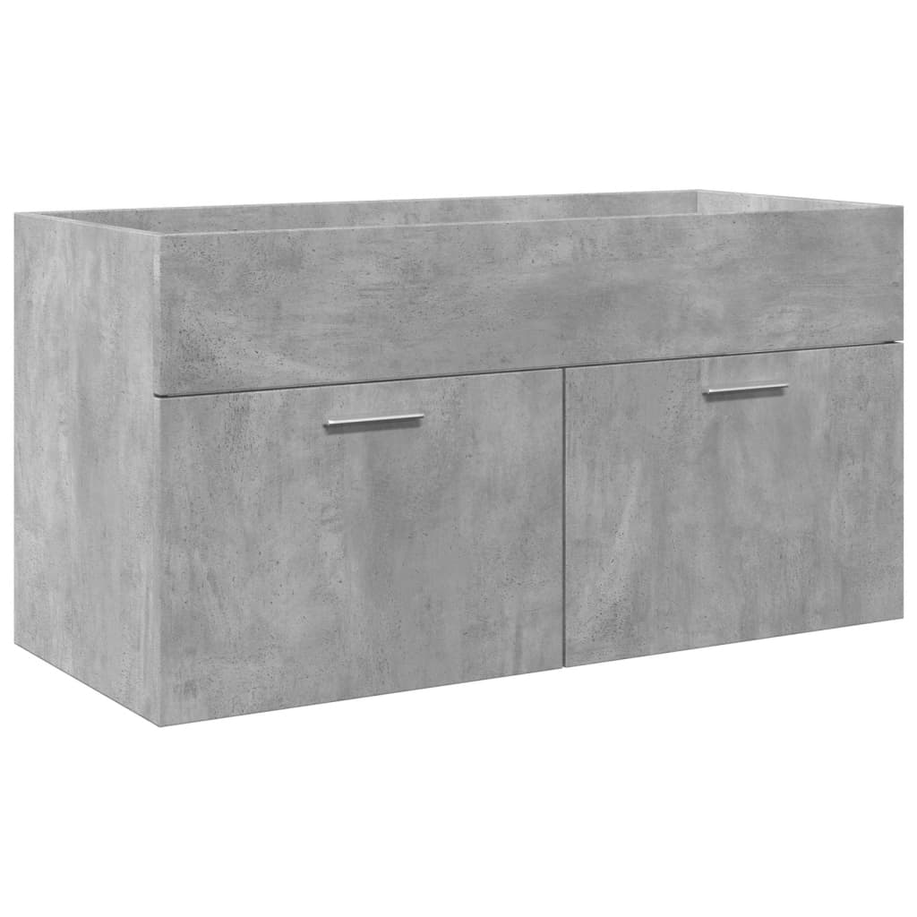 vidaXL Bathroom Sink Cabinet with Built-in Basin Concrete Grey