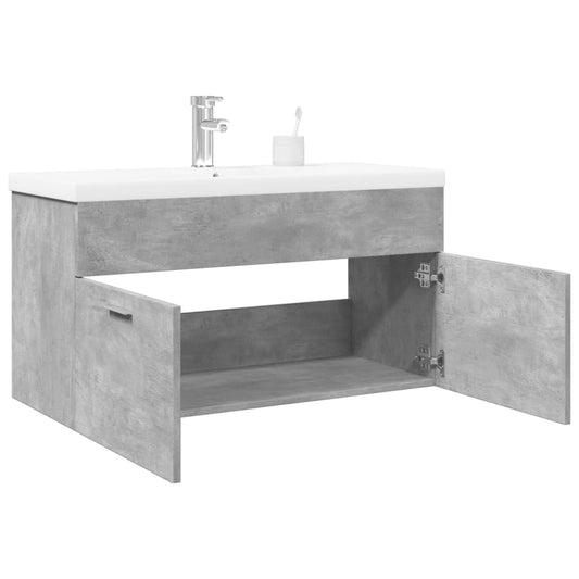 vidaXL Bathroom Sink Cabinet with Built-in Basin Concrete Grey