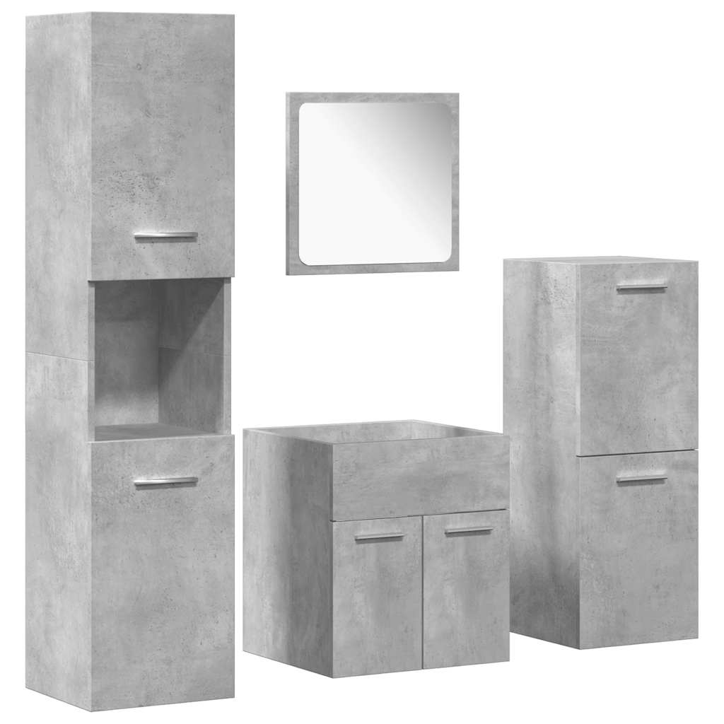 vidaXL 4 Piece Bathroom Furniture Set Concrete Grey Engineered Wood