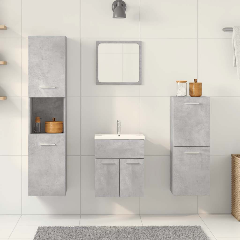 vidaXL 4 Piece Bathroom Furniture Set Concrete Grey Engineered Wood