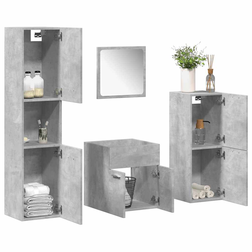 vidaXL 4 Piece Bathroom Furniture Set Concrete Grey Engineered Wood