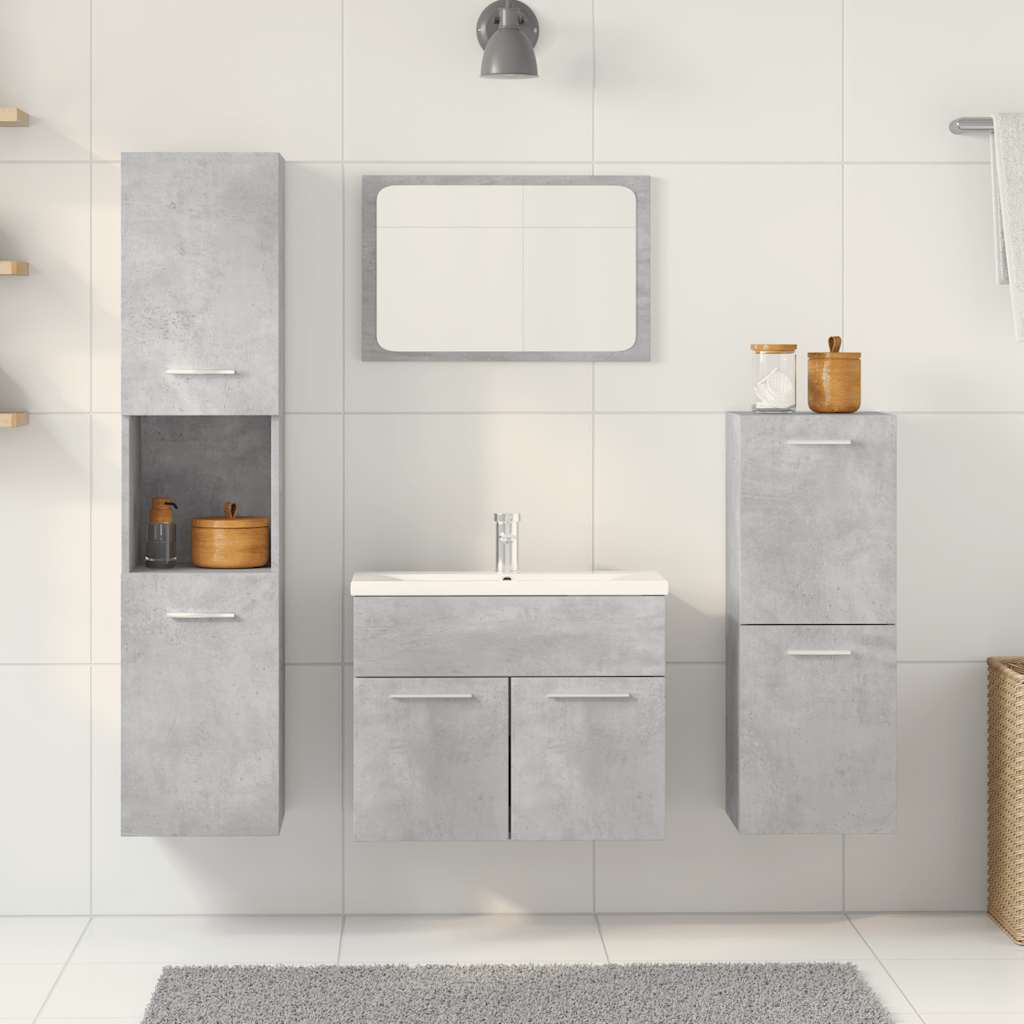 vidaXL 4 Piece Bathroom Furniture Set Concrete Grey Engineered Wood