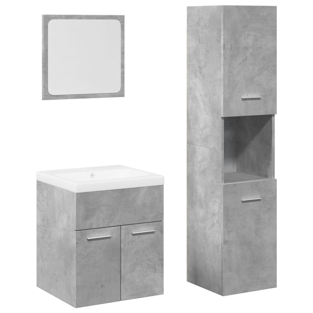 vidaXL 4 Piece Bathroom Furniture Set Concrete Grey Engineered Wood