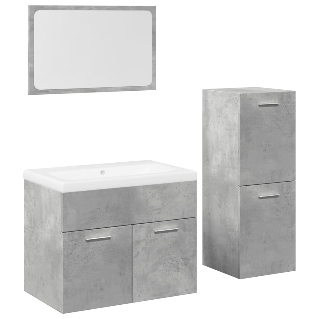 vidaXL 4 Piece Bathroom Furniture Set Concrete Grey Engineered Wood