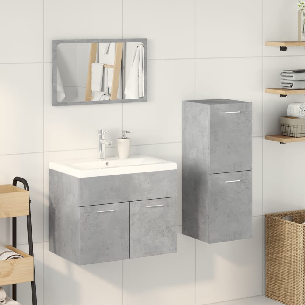 vidaXL 4 Piece Bathroom Furniture Set Concrete Grey Engineered Wood