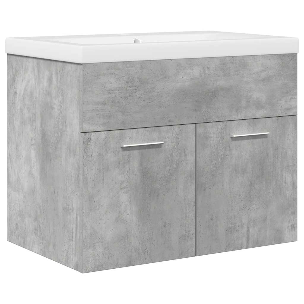 vidaXL Bathroom Sink Cabinet with Built-in Basin and Faucet Concrete Grey