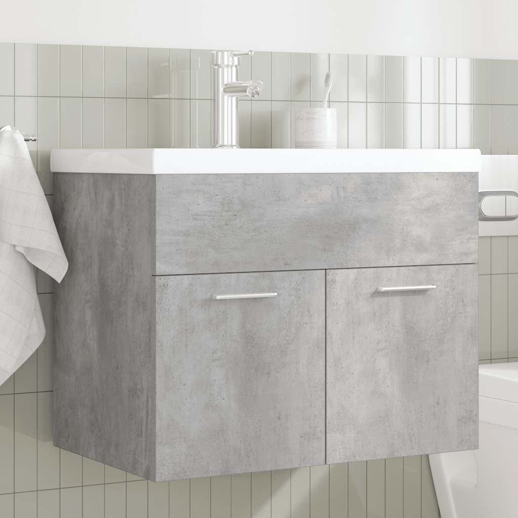 vidaXL Bathroom Sink Cabinet with Built-in Basin and Faucet Concrete Grey