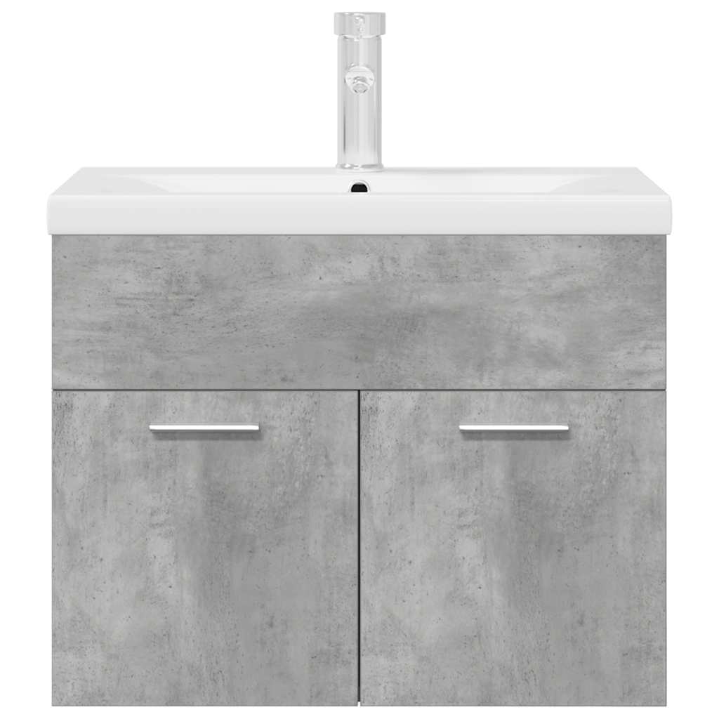 vidaXL Bathroom Sink Cabinet with Built-in Basin and Faucet Concrete Grey