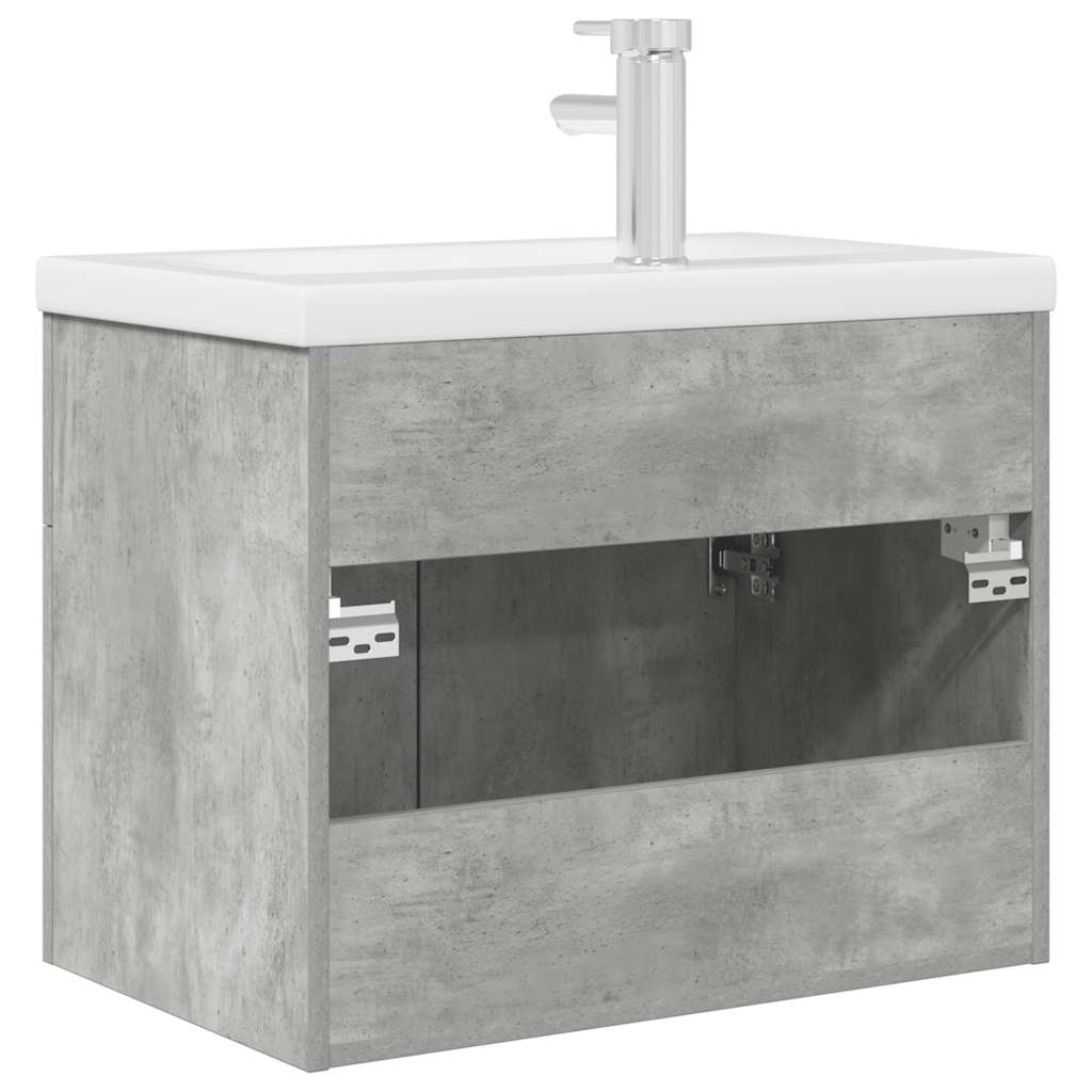 vidaXL Bathroom Sink Cabinet with Built-in Basin and Faucet Concrete Grey