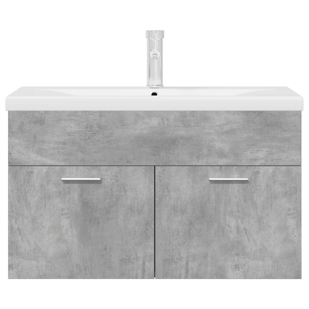 vidaXL Bathroom Sink Cabinet with Built-in Basin and Faucet Concrete Grey