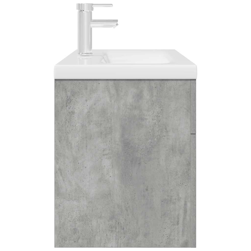 vidaXL Bathroom Sink Cabinet with Built-in Basin and Faucet Concrete Grey