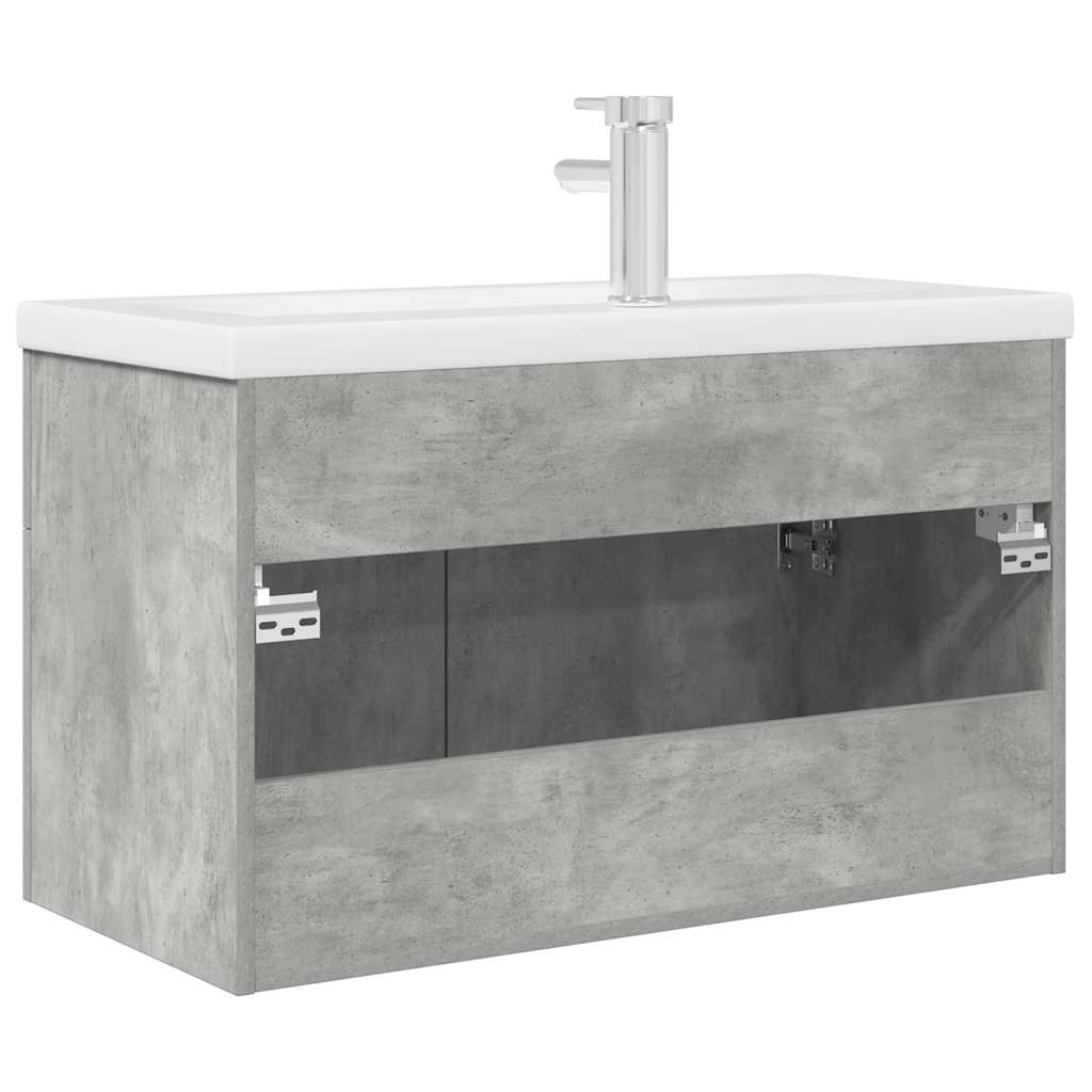 vidaXL Bathroom Sink Cabinet with Built-in Basin and Faucet Concrete Grey