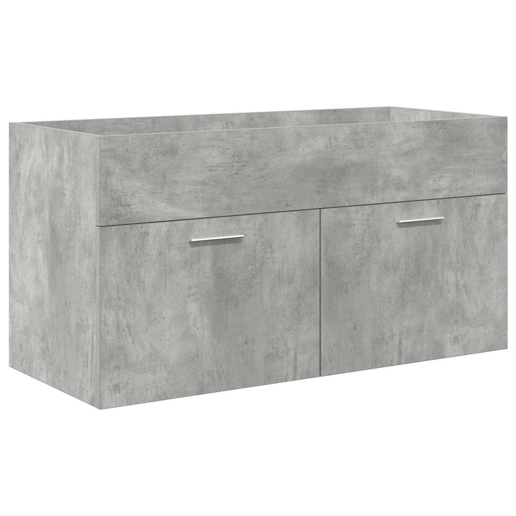 vidaXL Bathroom Sink Cabinet with Built-in Basin and Faucet Concrete Grey