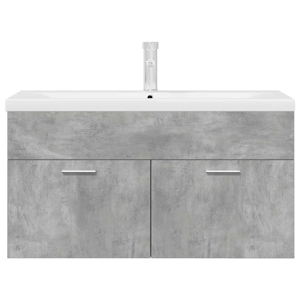 vidaXL Bathroom Sink Cabinet with Built-in Basin and Faucet Concrete Grey