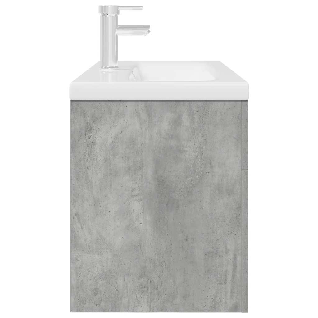 vidaXL Bathroom Sink Cabinet with Built-in Basin and Faucet Concrete Grey