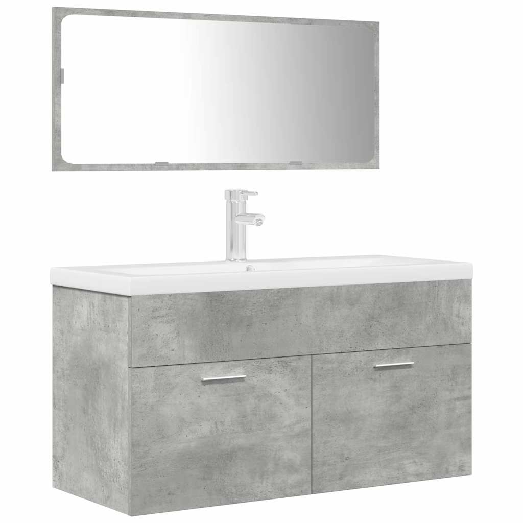 vidaXL 3 Piece Bathroom Furniture Set Concrete Grey Engineered Wood