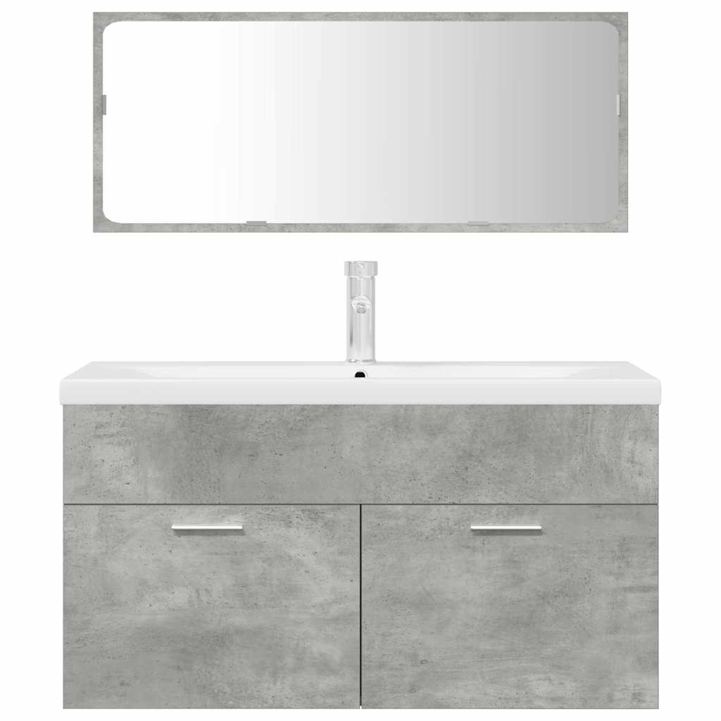 vidaXL 3 Piece Bathroom Furniture Set Concrete Grey Engineered Wood