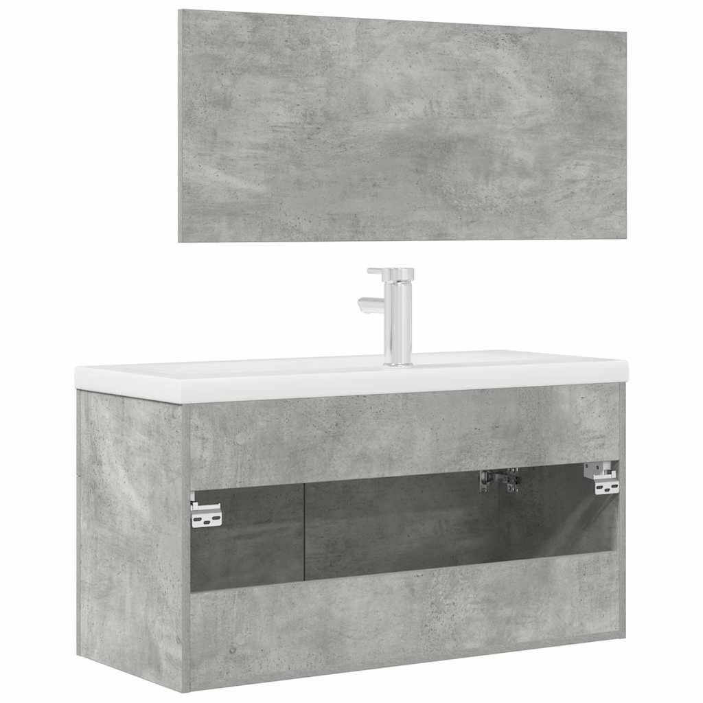 vidaXL 3 Piece Bathroom Furniture Set Concrete Grey Engineered Wood