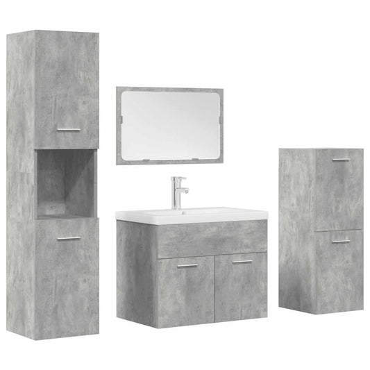 vidaXL 5 Piece Bathroom Furniture Set Concrete Grey Engineered Wood