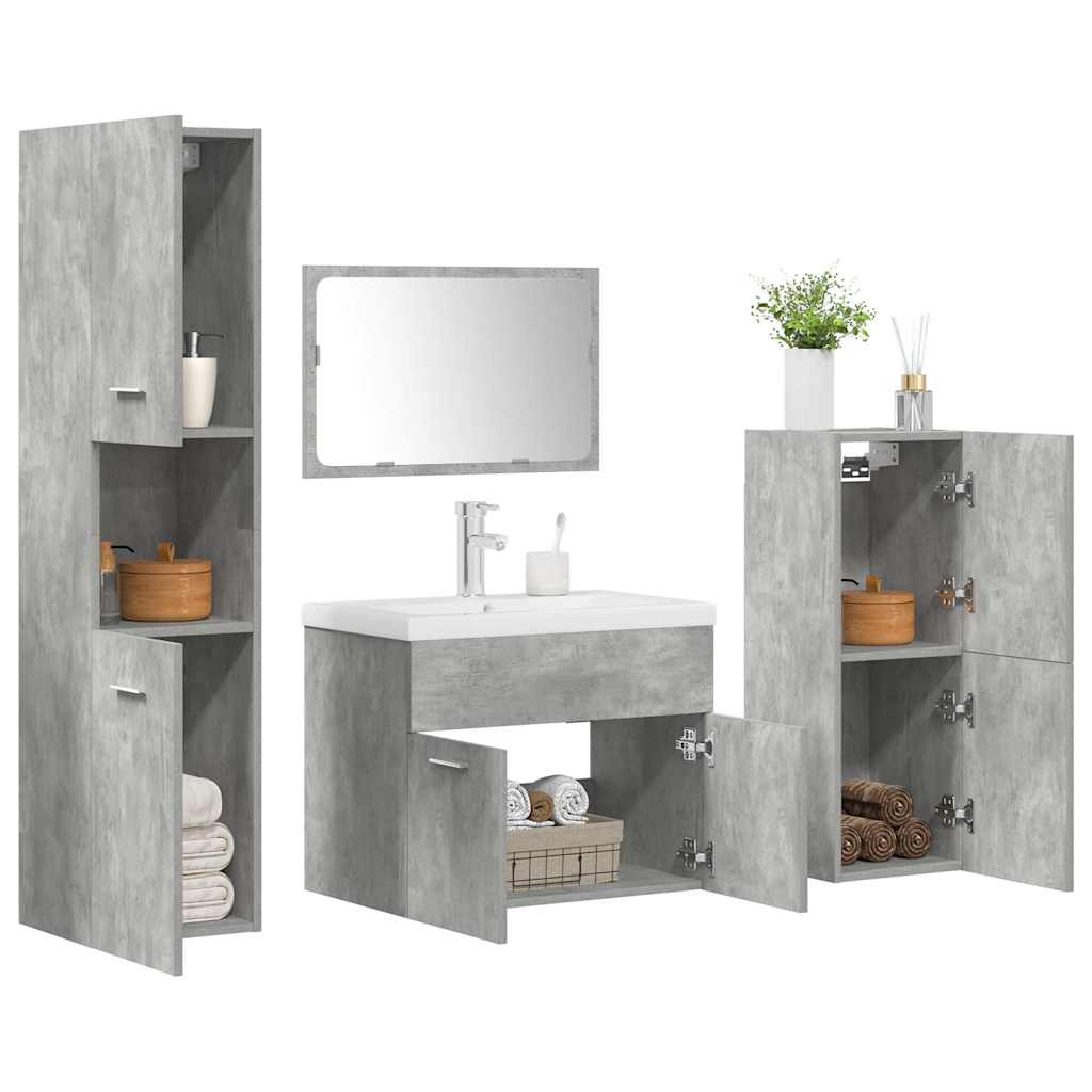 vidaXL 5 Piece Bathroom Furniture Set Concrete Grey Engineered Wood