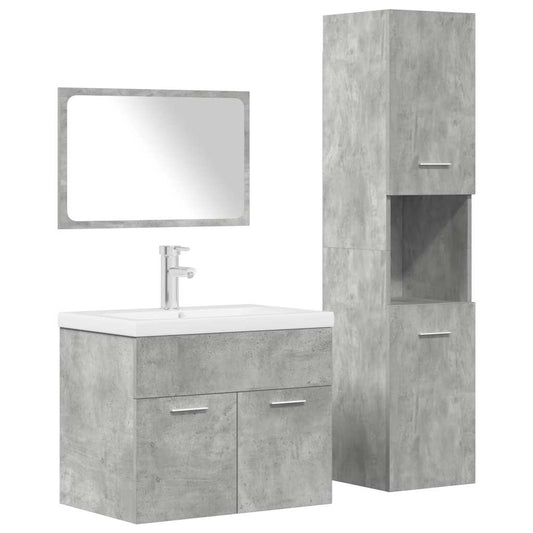 vidaXL 4 Piece Bathroom Furniture Set Concrete Grey Engineered Wood