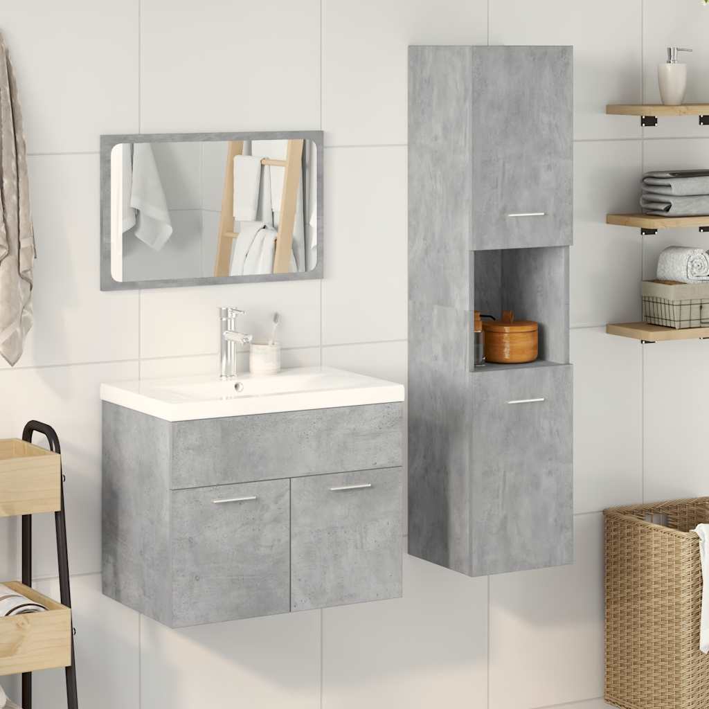 vidaXL 4 Piece Bathroom Furniture Set Concrete Grey Engineered Wood