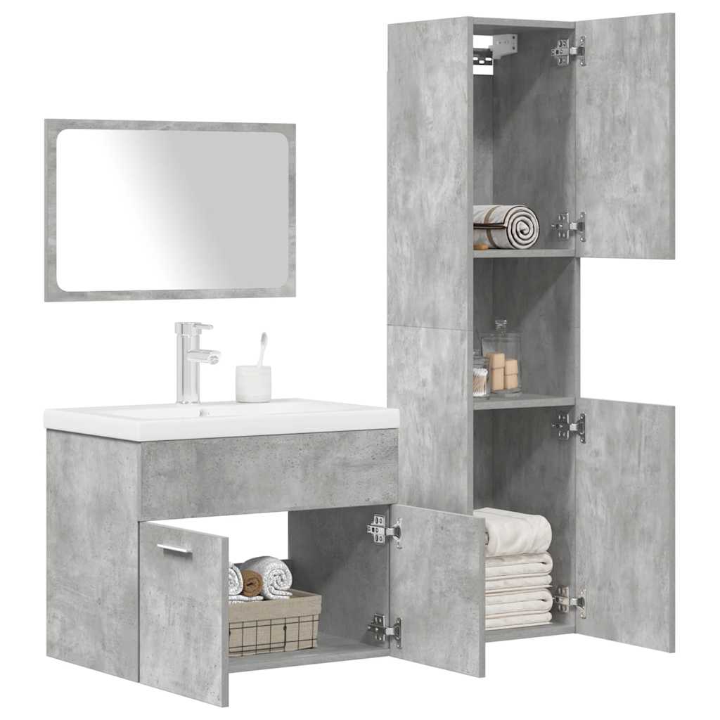 vidaXL 4 Piece Bathroom Furniture Set Concrete Grey Engineered Wood