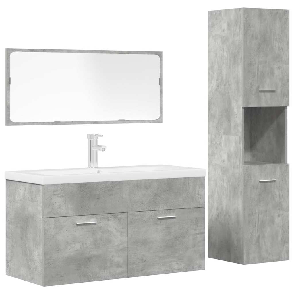 vidaXL 4 Piece Bathroom Furniture Set Concrete Grey Engineered Wood