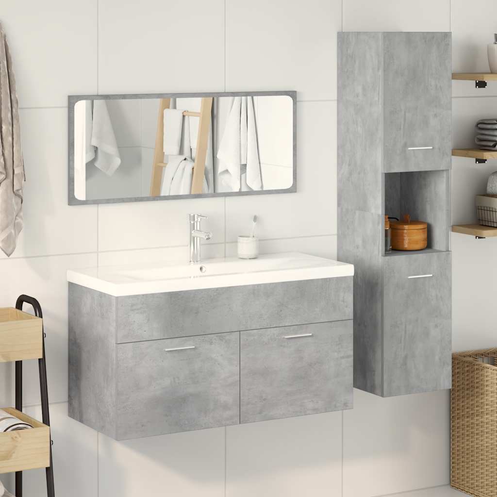 vidaXL 4 Piece Bathroom Furniture Set Concrete Grey Engineered Wood