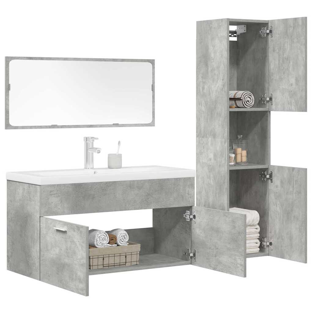 vidaXL 4 Piece Bathroom Furniture Set Concrete Grey Engineered Wood