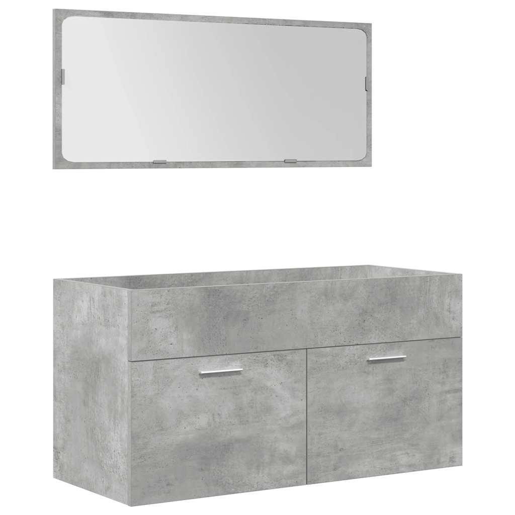 vidaXL 4 Piece Bathroom Furniture Set Concrete Grey Engineered Wood