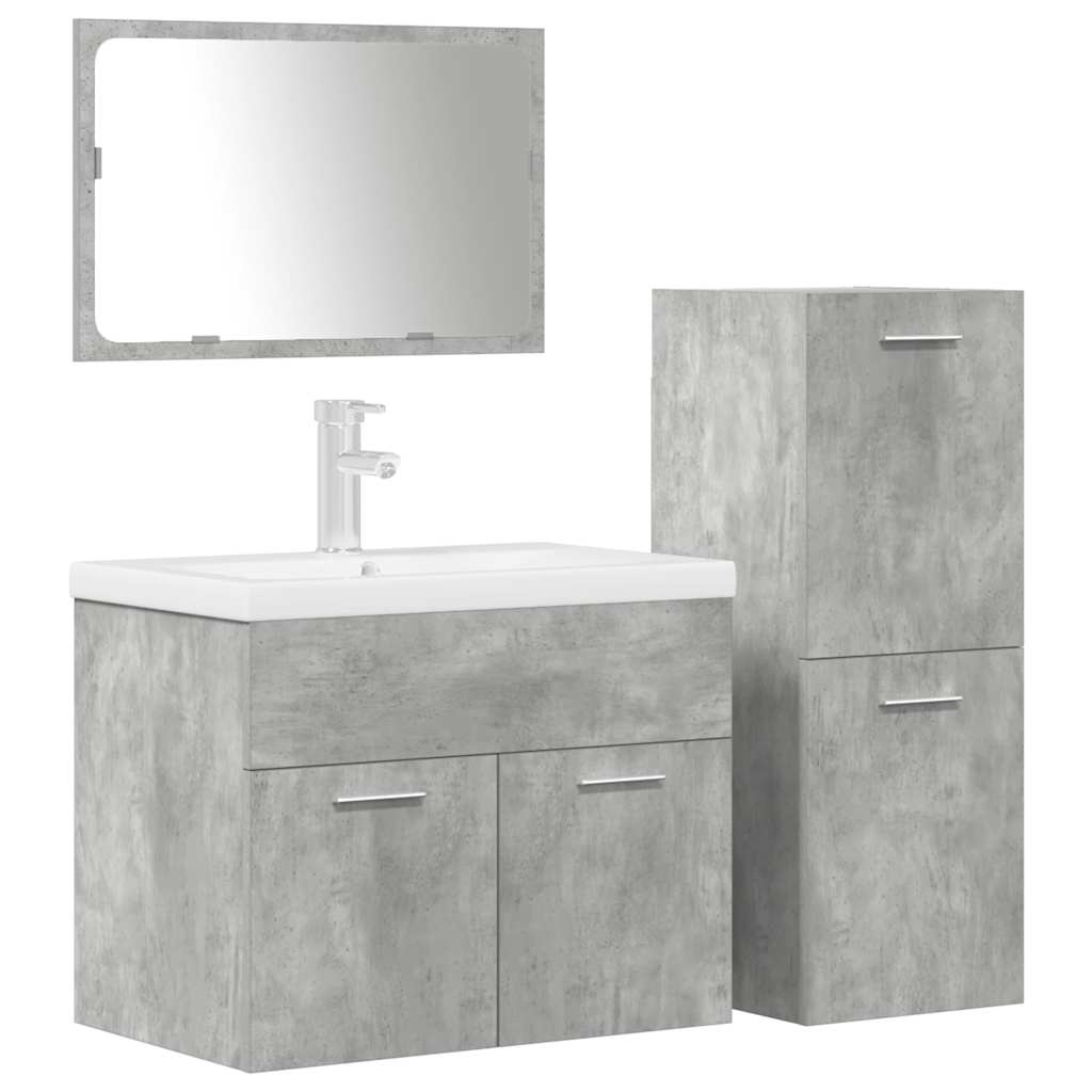 vidaXL 4 Piece Bathroom Furniture Set Concrete Grey Engineered Wood