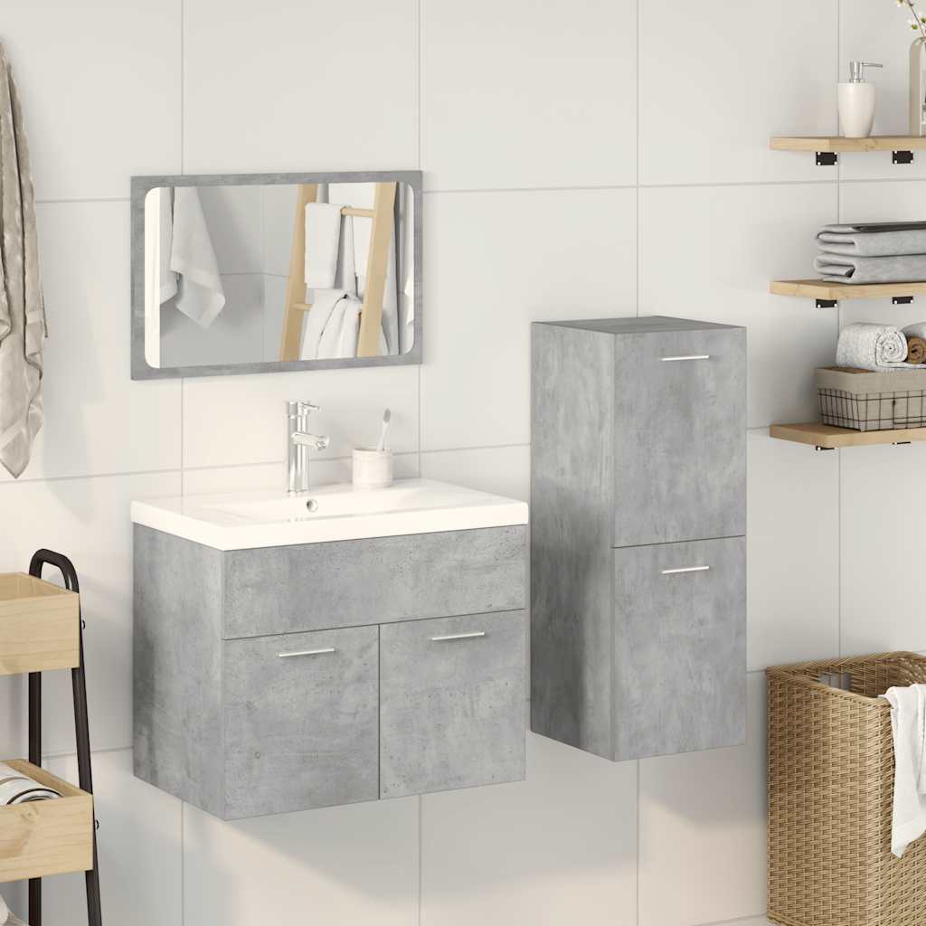 vidaXL 4 Piece Bathroom Furniture Set Concrete Grey Engineered Wood