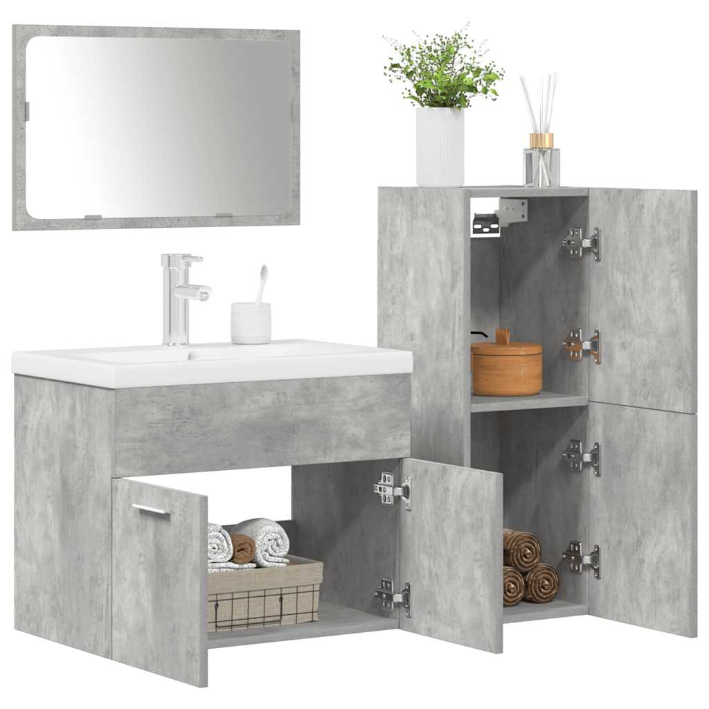 vidaXL 4 Piece Bathroom Furniture Set Concrete Grey Engineered Wood