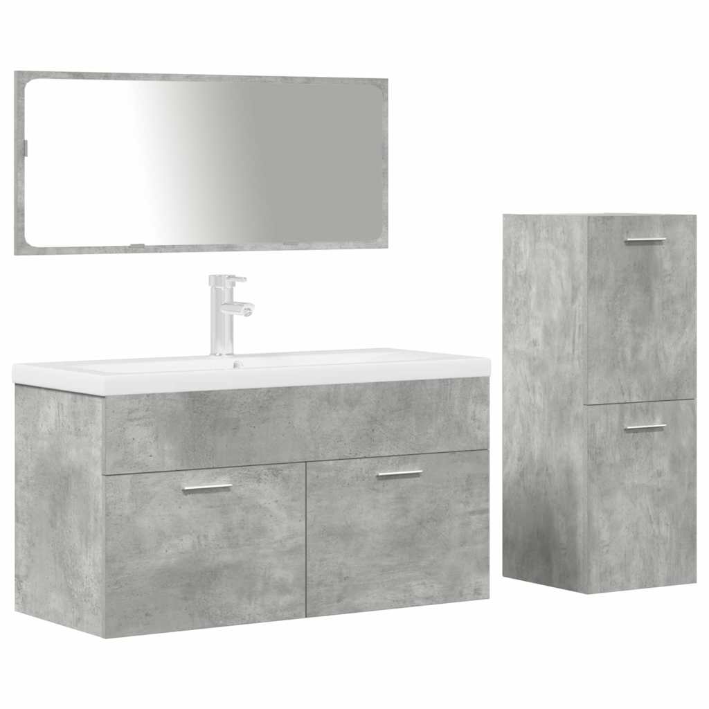 vidaXL 4 Piece Bathroom Furniture Set Concrete Grey Engineered Wood