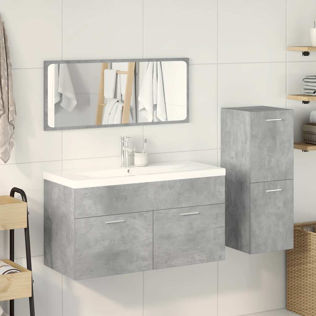 vidaXL 4 Piece Bathroom Furniture Set Concrete Grey Engineered Wood