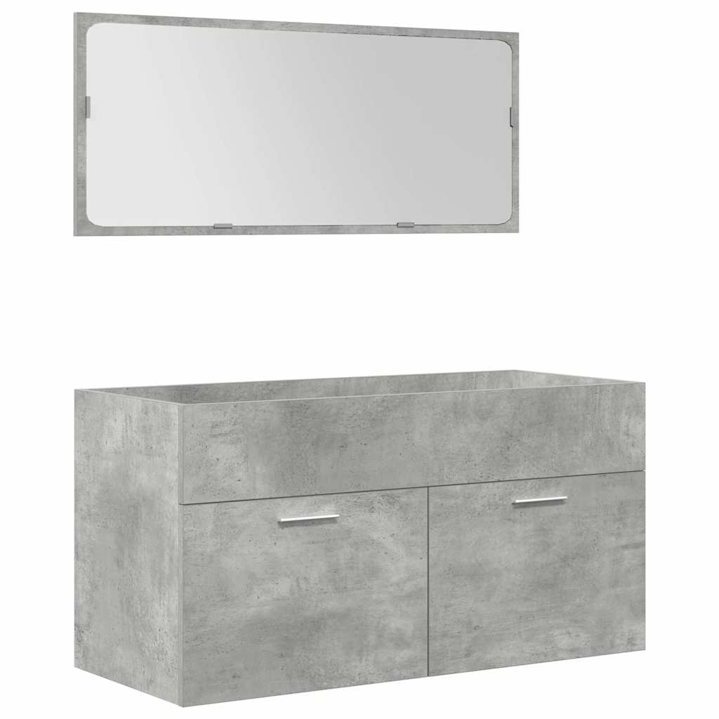 vidaXL 4 Piece Bathroom Furniture Set Concrete Grey Engineered Wood