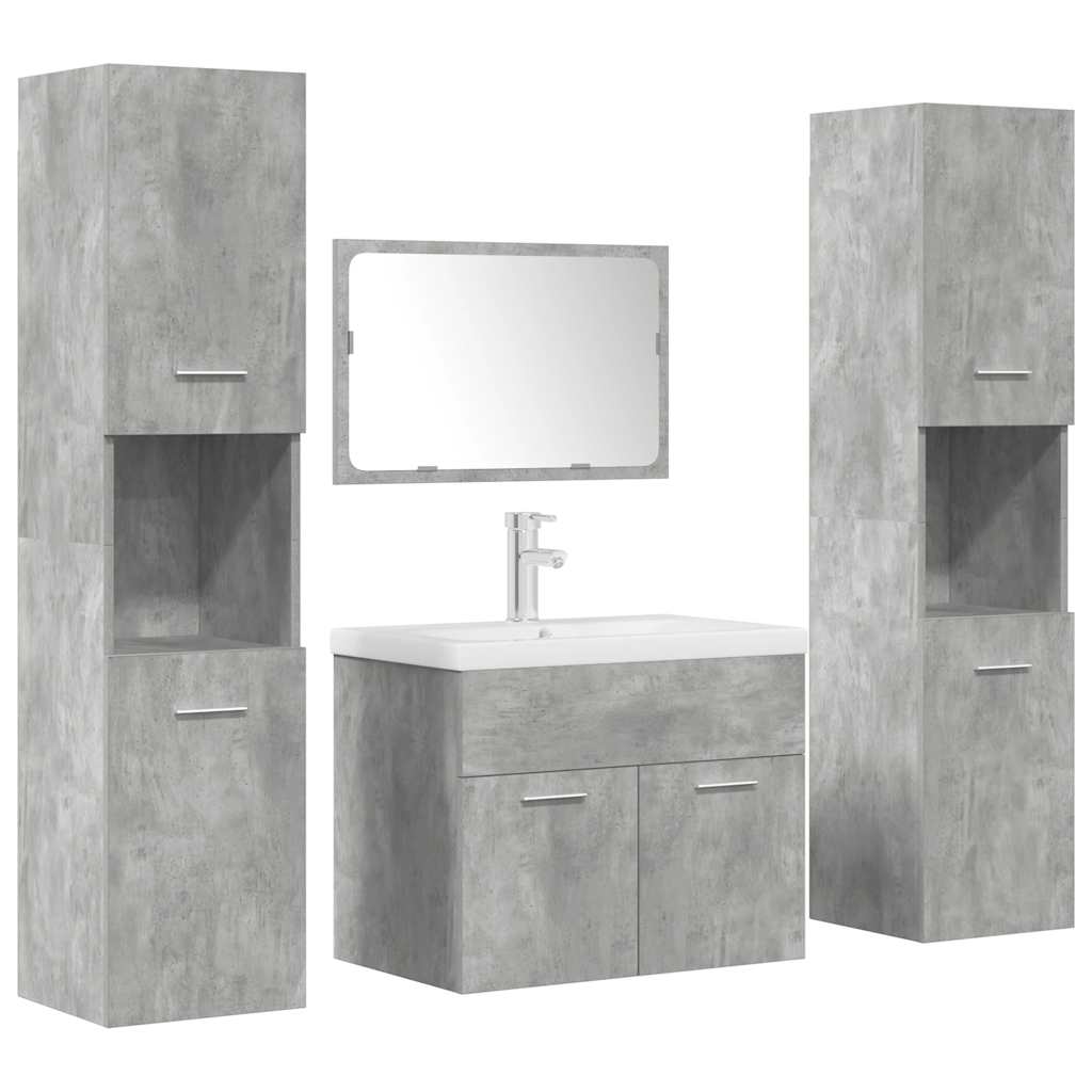 vidaXL 5 Piece Bathroom Furniture Set Concrete Grey Engineered Wood