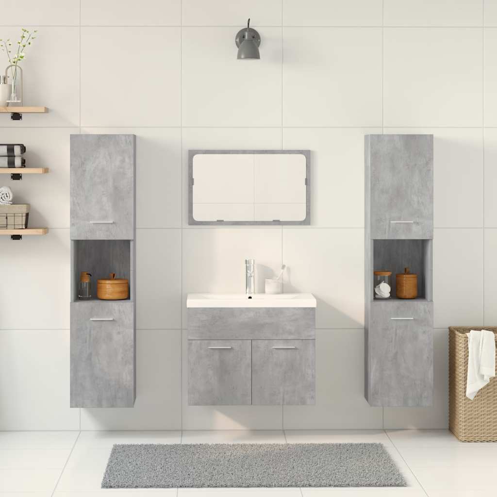 vidaXL 5 Piece Bathroom Furniture Set Concrete Grey Engineered Wood